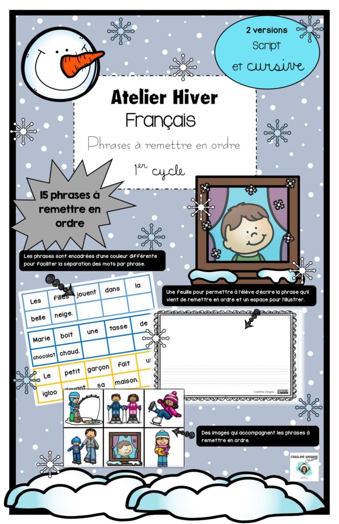 Atelier Hiver Fran Ais Phrases M Lang Es Er Cycle Caroline