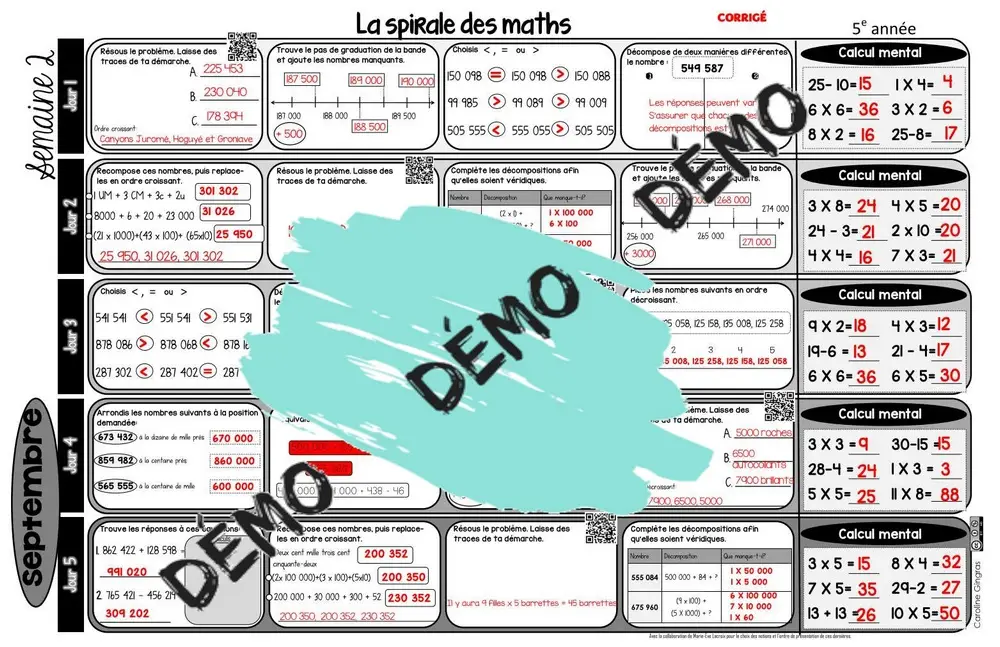 La spirale des maths - 5e année - SEPTEMBRE – Image 4