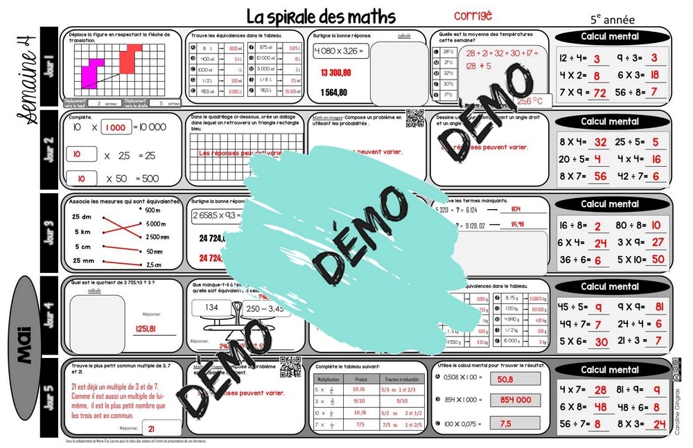 La spirale des maths – 5e année – Mai – Image 3