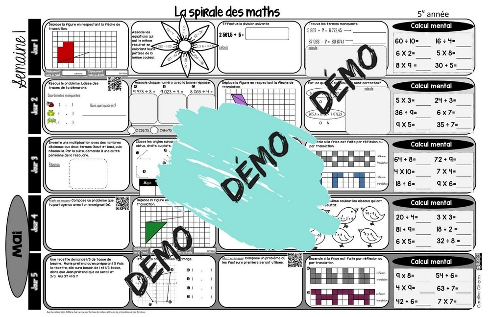 La spirale des maths – 5e année – Mai – Image 2